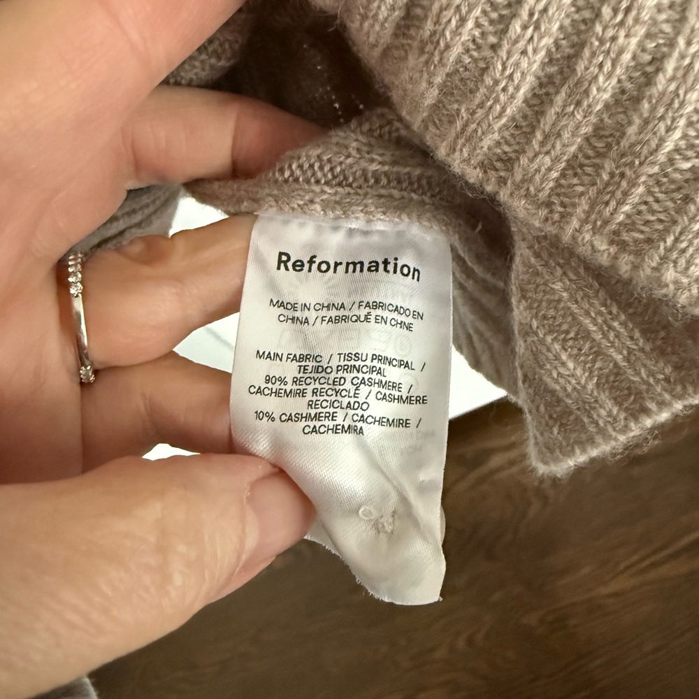 Reformation NEW Fantino Cashmere Collared Cardigan (Oatmeal) - Picture 10 of 14